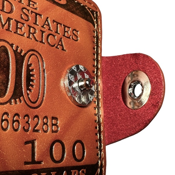 Wallet 4.5”x3.5” $100 Bill Brown Bifold Simple Novelty - Picture 3 of 8